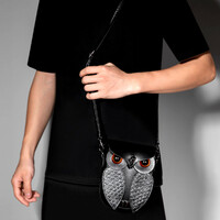 Vintage Punk Owl Rivet Emboss Nocturnal Bird Leather Crossbody Bag Streetwear Rave Amazing - Thumbnail 5