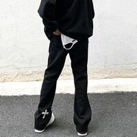 Vintage Hippie Gothic Cross Flared Jeans Streetwear Glamour Rave Men Women Amazing - Thumbnail 6