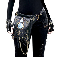 Stunning Vintage Punk Chevalier Steampunk Knight Chain Rivets Leather Bag Streetwear Rave Amazing - Thumbnail 1