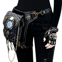 Stunning Vintage Punk Chevalier Steampunk Knight Chain Rivets Leather Bag Streetwear Rave Amazing - Thumbnail 3