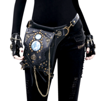 Stunning Vintage Punk Chevalier Steampunk Knight Chain Rivets Leather Bag Streetwear Rave Amazing - Thumbnail 5