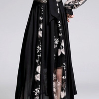 Stunning Goth French Floral Embroidery Lantern Sleeves Chiffon Mesh Layered Ruffle Dress Evening Party Event Special Occasion Amazing - Thumbnail 7