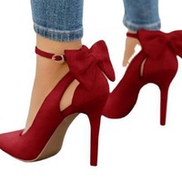 Women High Heels Sandals with Bow  - Thumbnail 8