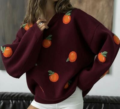 Orange Pullover Knit Sweater Jumper