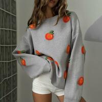 Orange Pullover Knit Sweater Jumper - Thumbnail 5