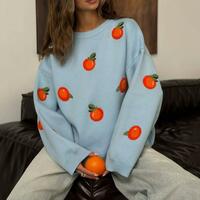 Orange Pullover Knit Sweater Jumper - Thumbnail 6