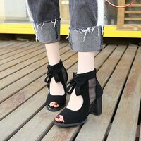 Summer New Korean Sandals High Heels With Bow, Black High Heels, High Heels - Thumbnail 2