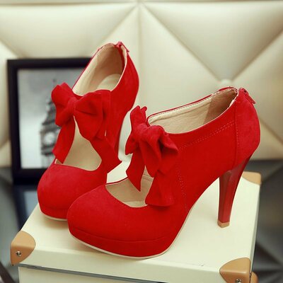 Elegant women's shoes round head bow knot high heels fashion shoes
