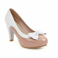  Women Shoes High heels Pump Sweet Shoes With Bow - Thumbnail 4