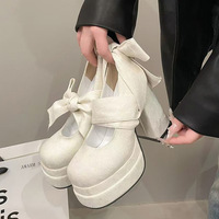 White high heels Fashion Pumps Shoes With Bow - Thumbnail 4