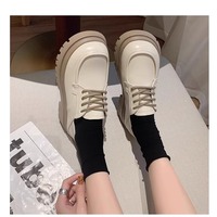 Women's Thick Soled Leather Shoes - Thumbnail 2