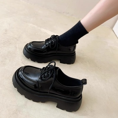  new black sweet thick bottom leather shoes female shoe - Thumbnail 4