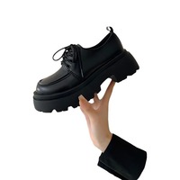  New Black Sweet Thick Bottom Leather Shoes Female Shoe - Thumbnail 4
