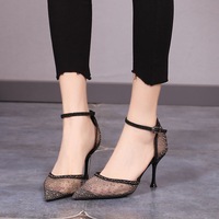 Spring and summer new rhinestone mesh sandals Hight Heels - Thumbnail 1