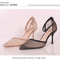 Spring and summer new rhinestone mesh sandals Hight Heels - Thumbnail 3