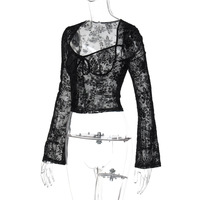 Fashion sexy see-through mesh slim long sleeve T-shirt - Thumbnail 7