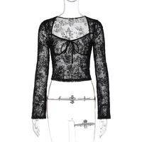 Fashion sexy see-through mesh slim long sleeve T-shirt - Thumbnail 8