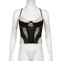 Lace mesh splicing suspender short vest - Thumbnail 5