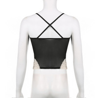 Lace mesh splicing suspender short vest - Thumbnail 7