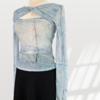 Ice silk mesh sunscreen bottoming shirt for women summer thin tie-dye long-sleeved T-shirt - Thumbnail 3