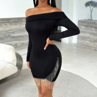 Fashion Solid Color Splicing One Shoulder Dress - Thumbnail 1