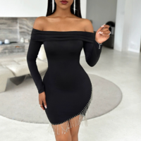 Fashion Solid Color Splicing One Shoulder Dress - Thumbnail 2