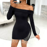 Fashion Solid Color Splicing One Shoulder Dress - Thumbnail 3