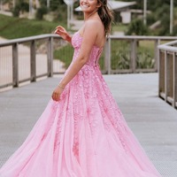 Charming Strapless Blue Tulle Long Mermaid Prom Dress with Appliques,PD230843 - Thumbnail 1