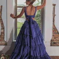 Two Piece Dark Blue Long V Neck Prom Dress ,PD230844 - Thumbnail 1