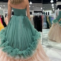 Chic Strapless Ruffle Tiered Tulle A-Line Long Prom Dress,PD230849 - Thumbnail 1