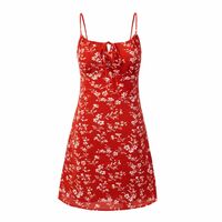 Sexy backless floral A-line suspender skirt - Thumbnail 2