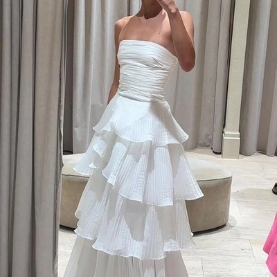 Charmig sheath strapless organza satin long prom dresses wedding dresses,pd230852 - Thumbnail 2