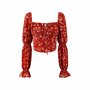 Red Floral Off-Shoulder Puff Sleeve Crop Top – Boho Summer Blouse-4