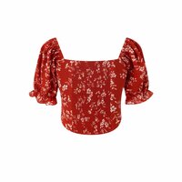 Fashionable floral strappy off-shoulder top - Thumbnail 4