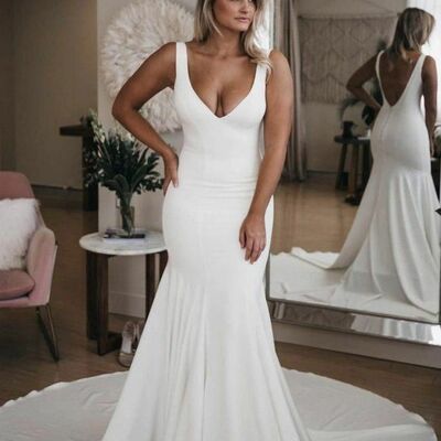 Elegant mermaid beach boho wedding dress bridal gowns