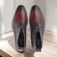 Handmade Ankle High Burgundy Leather Boot For Men's - Thumbnail 2