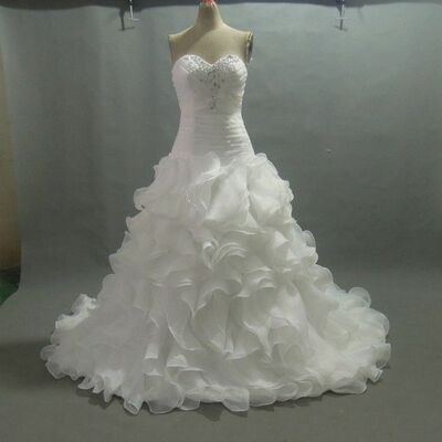 Elegant ball gown puffy tiered wedding dress bridal gowns