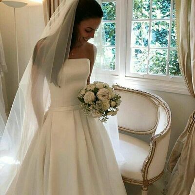Simple ball gown strapless wedding dress bridal gowns