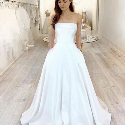 Elegant stapless beach boho wedding dress bridal gowns