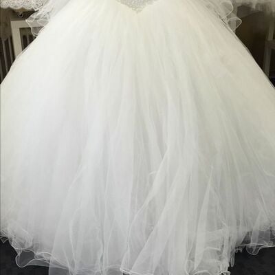Elegant sweetheart puffy beaded crystals wedding dress bridal gowns