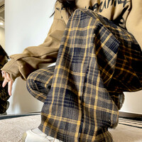 Stunning Vintage Hippie England Flannel Check Wide Leg Trousers Streetwear Rave - Thumbnail 9