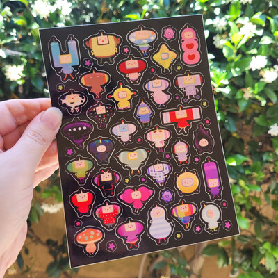 5 x 7 inch space babies sticker sheet