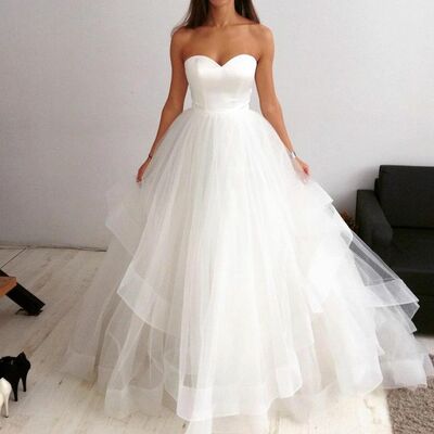 Elegant Gall Gown Tulle Tiered Beach Boho Wedding Dress Bridal Gowns