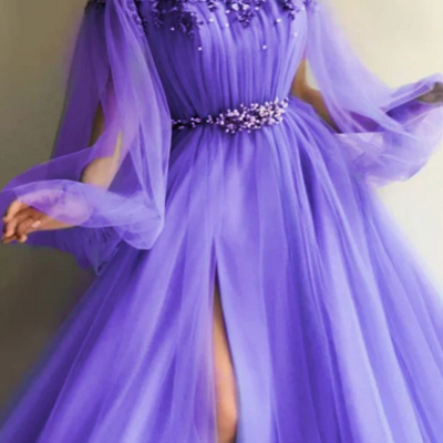 Sexy round neck a line chiffon prom dresses