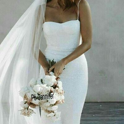 Elegant sequins lace beach boho wedding dress bridal gowns