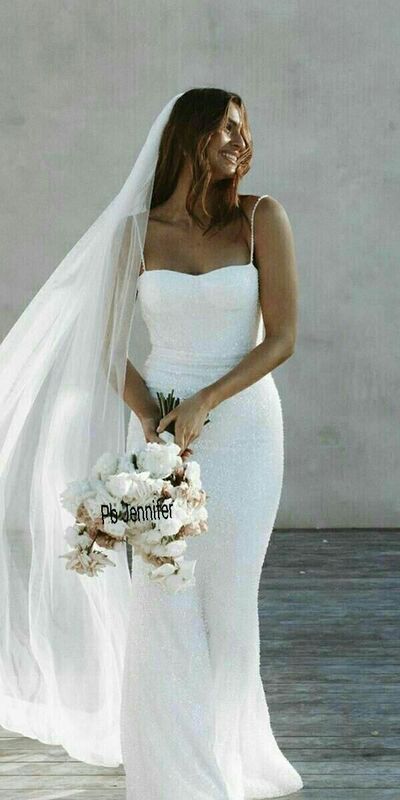 Elegant Sequins Lace Beach Boho Wedding Dress Bridal Gowns