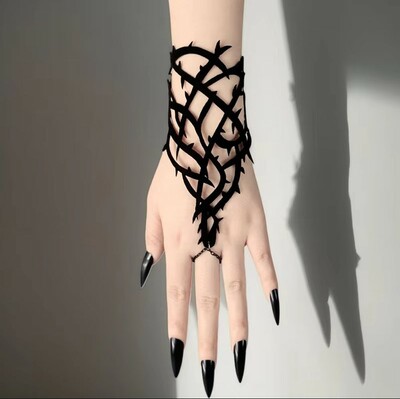 Black Spike Adjustable Gothic Bracelet
