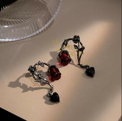 Gothic Thorn Rose Earrings