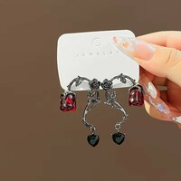 Gothic Thorn Rose Earrings - Thumbnail 1