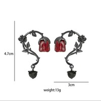 Gothic Thorn Rose Earrings - Thumbnail 6